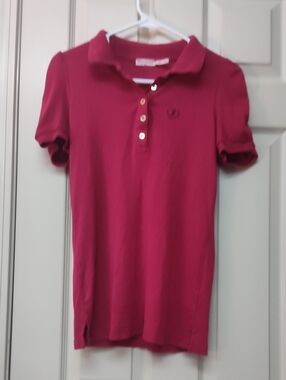 Juicy Couture Hot Pink Polo Shirt with Gold Buttons